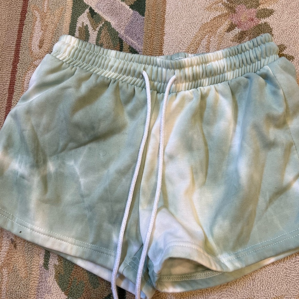 Green tie dye sweatshorts